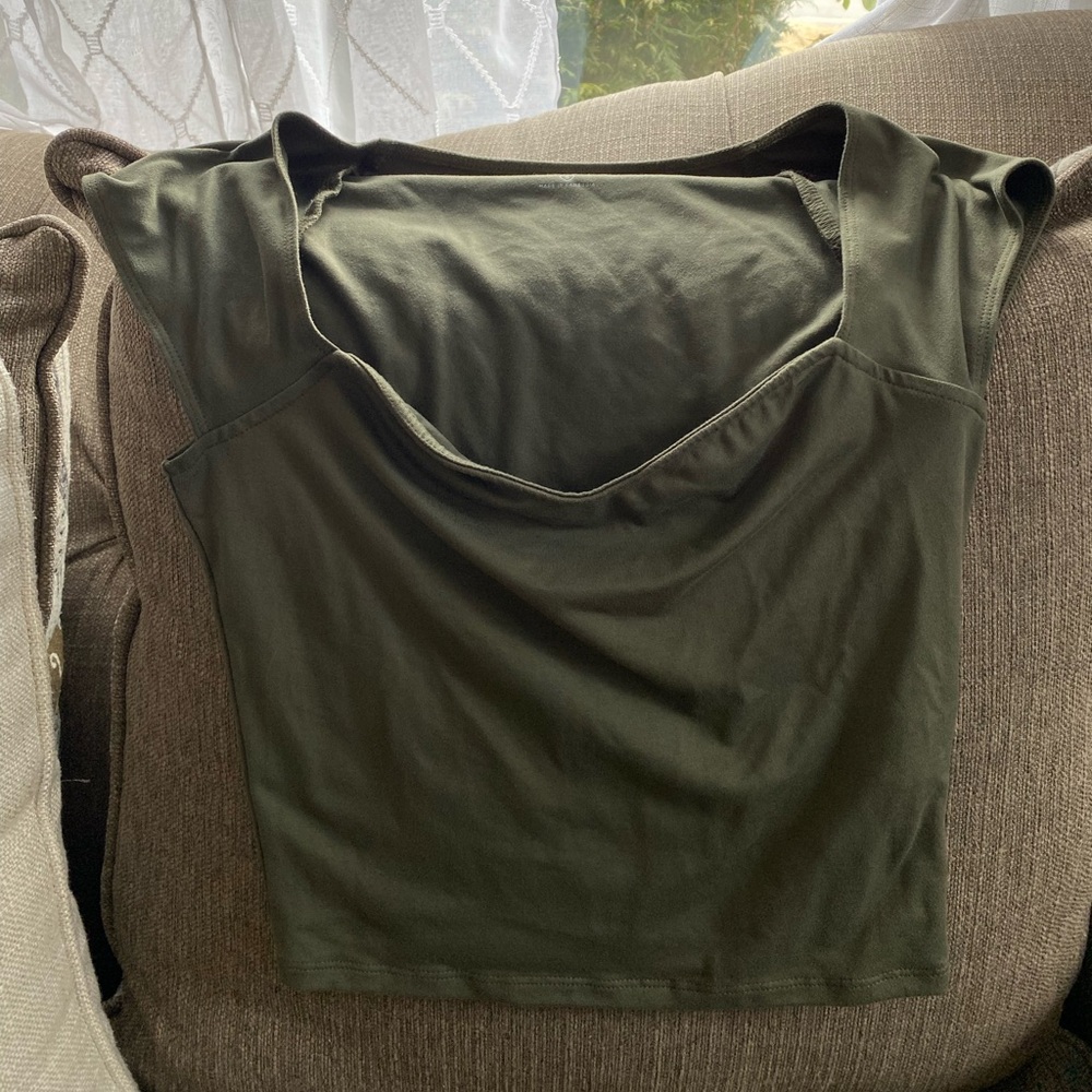 Olive green crop top from Hollister
